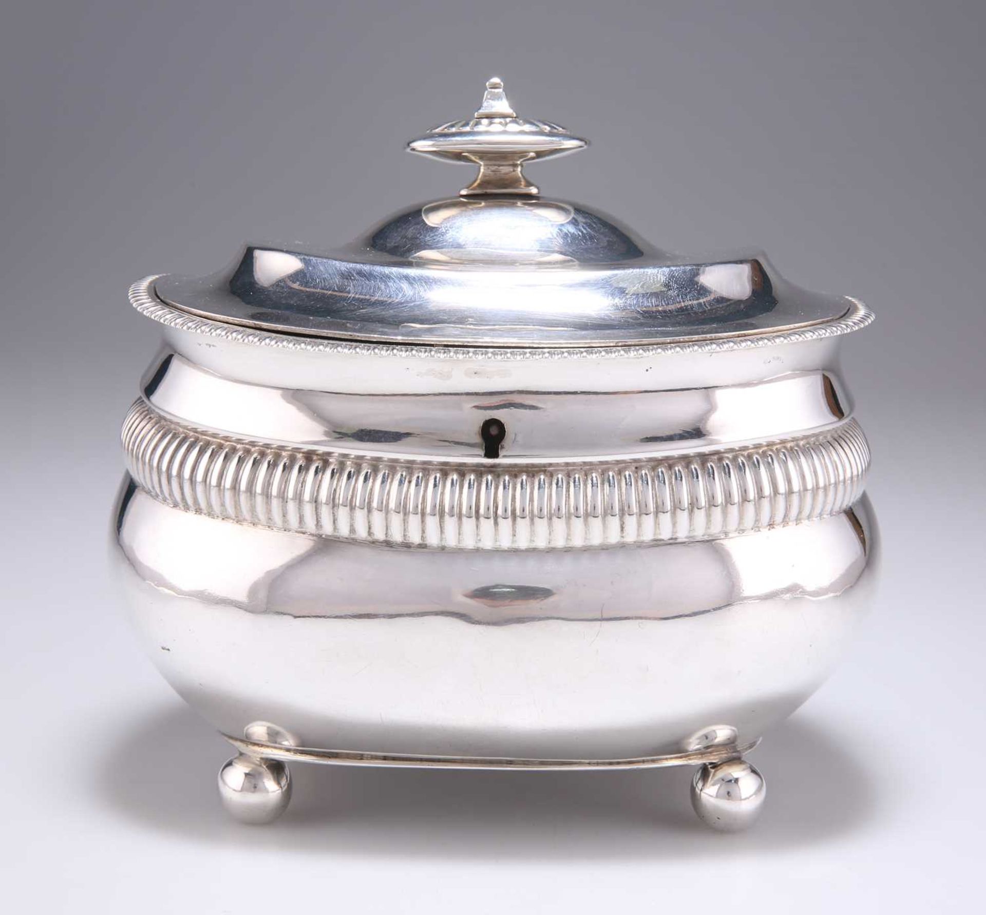 A GEORGE III SILVER DOUBLE TEA CADDY