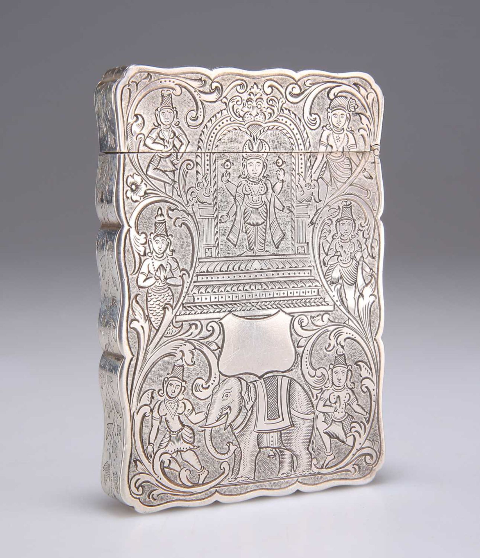 A COLONIAL INDIAN SWARMI SILVER CARD CASE, MID-19TH CENTURY - Image 2 of 3