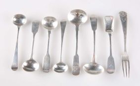 A MIXED GROUP OF SILVER FLATWARE, GEORGIAN AND LATER