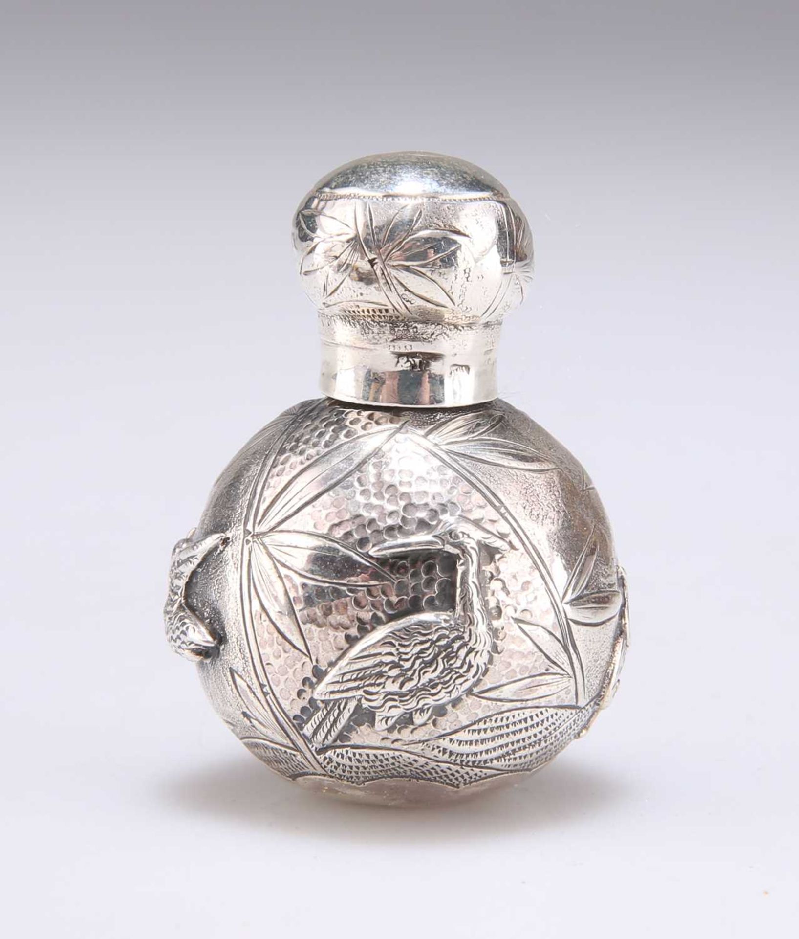 A VICTORIAN AESTHETIC MOVEMENT SILVER SCENT BOTTLE