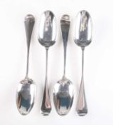 FOUR GEORGE III SCOTTISH SILVER HANOVERIAN PATTERN TABLESPOONS