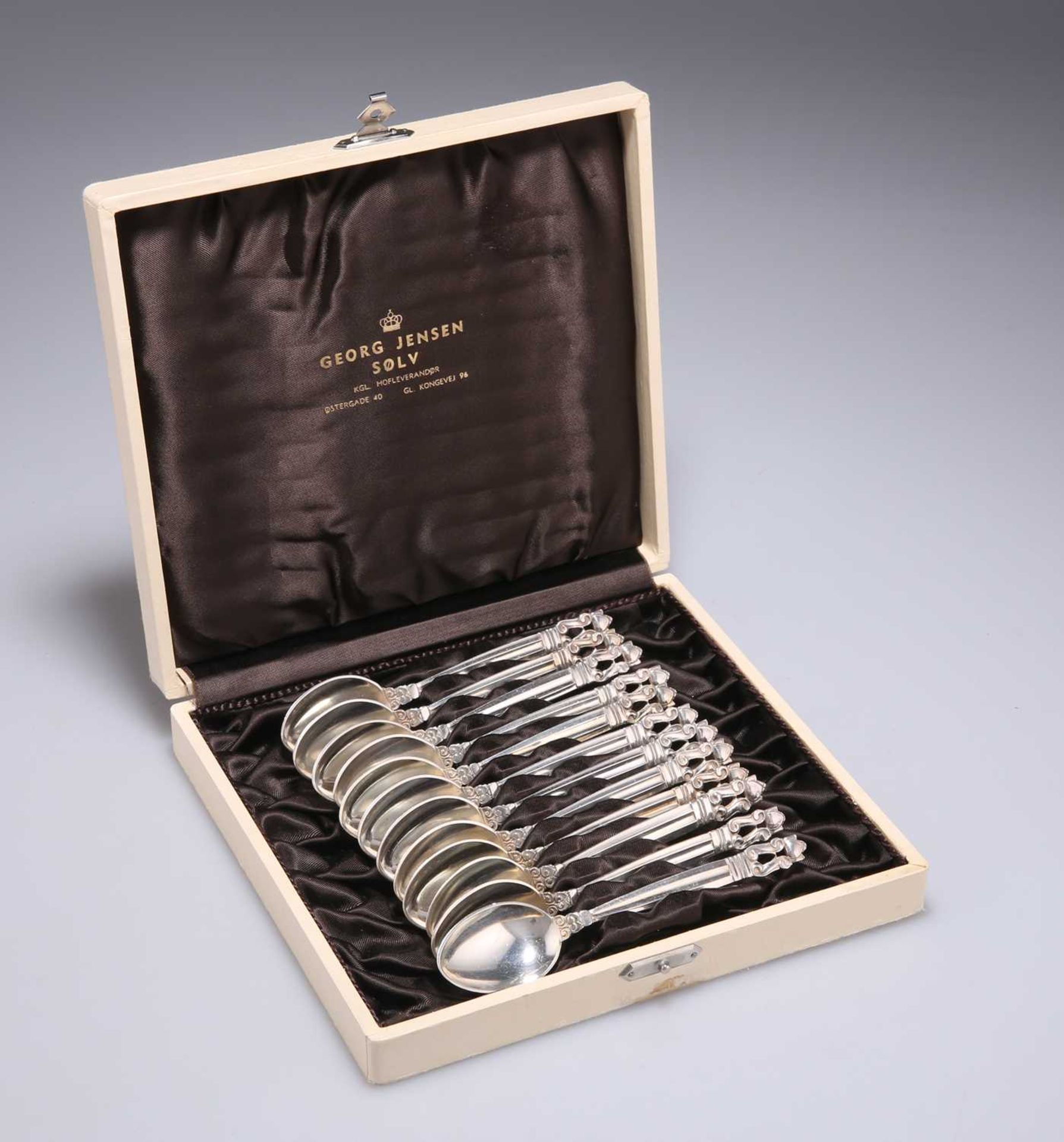 JOHAN ROHDE FOR GEORG JENSEN: A SET OF TWELVE ACORN PATTERN STERLING SILVER TEASPOONS