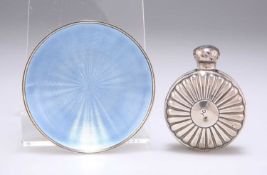 A VICTORIAN SILVER SCENT FLASK, AND A NORWEGIAN SILVER-GILT AND ENAMEL PIN DISH