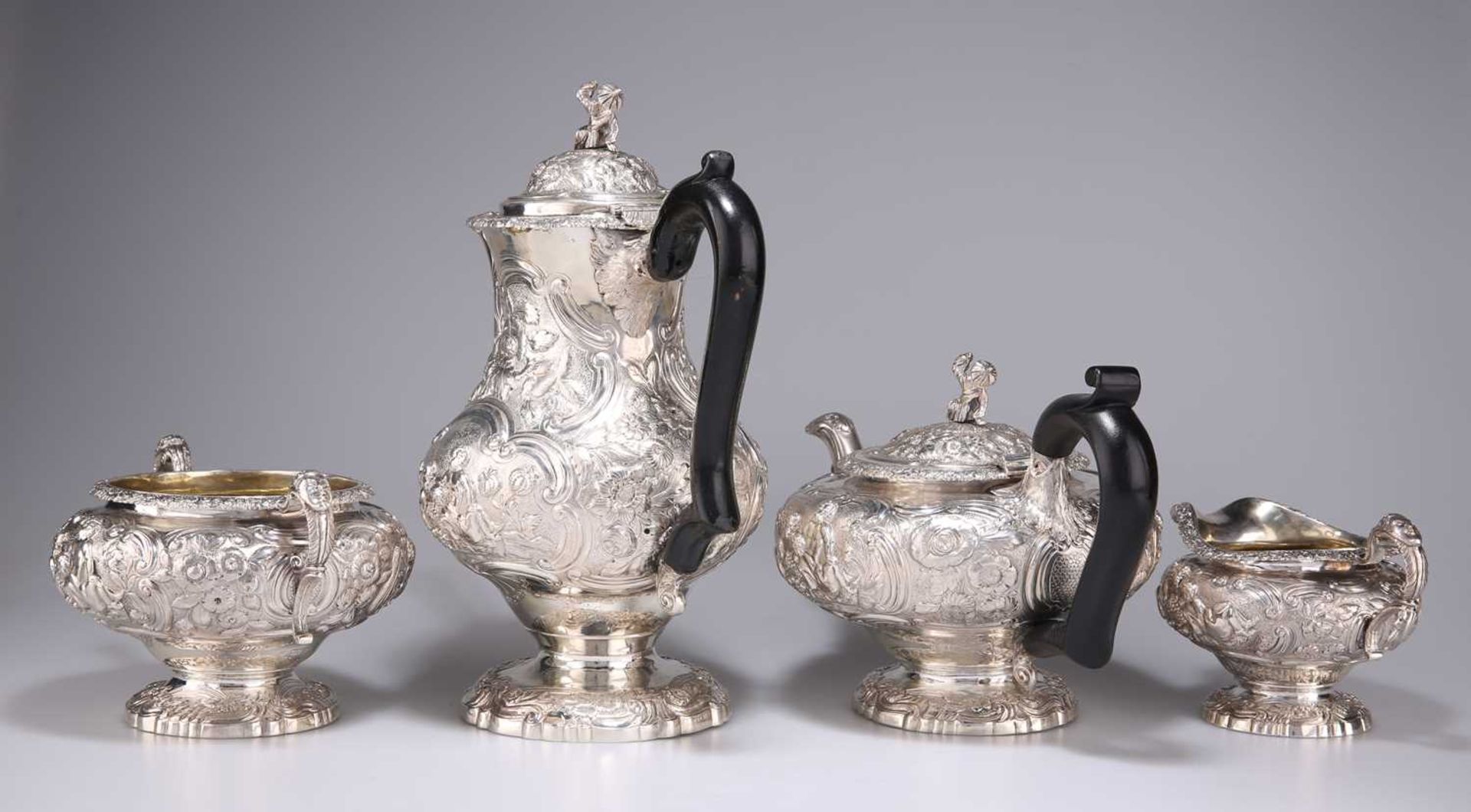 A FINE GEORGE IV SILVER FOUR-PIECE TEA SERVICE - Image 2 of 5