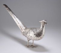 AN EARLY 20TH CENTURY GERMAN SILVER PHEASANT TABLE ORNAMENT
