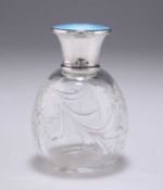 A GEORGE V SILVER AND GUILLOCHÉ ENAMEL-TOPPED SCENT BOTTLE