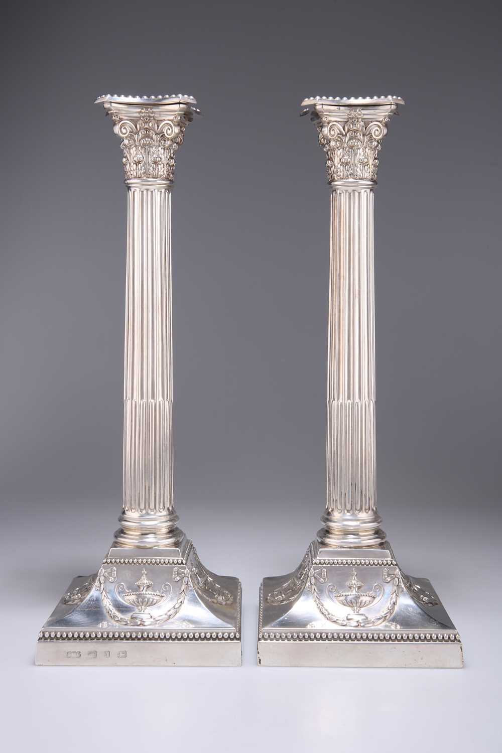 A HANDSOME PAIR OF VICTORIAN NEOCLASSICAL REVIVAL SILVER CANDLESTICKS - Image 2 of 3