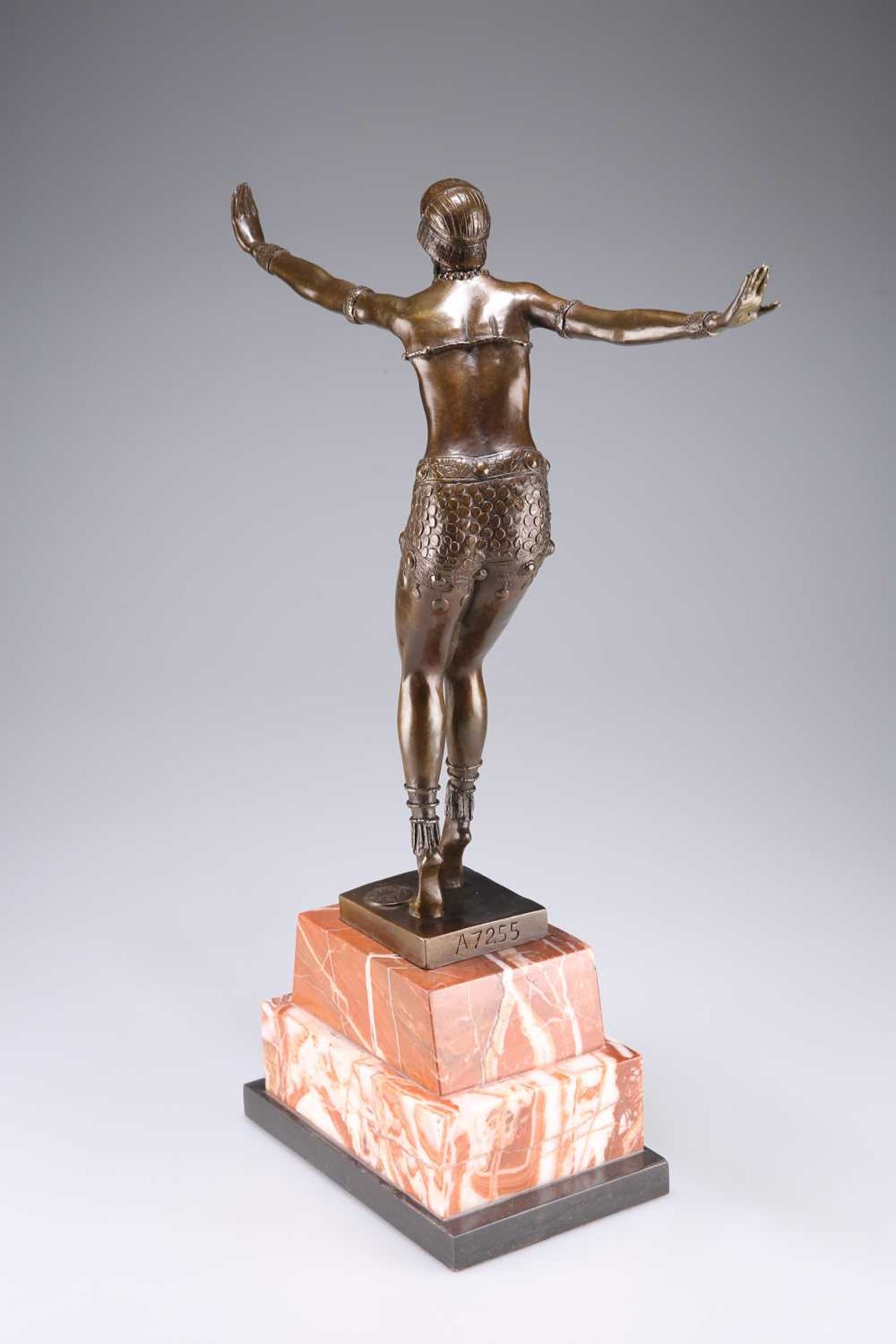 AN ART DECO STYLE BRONZE AND MARBLE FIGURE, THE 'PHOENICIAN DANCER' - Image 2 of 4