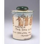 ROYAL DOULTON, A DOGBERRY'S WATCH HUMIDOR TOBACCO JAR, DECORATED BY NOKE