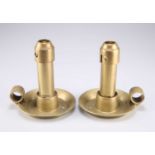 A PAIR OF 19TH CENTURY BRASS SHIP'S CANDLESTICKS