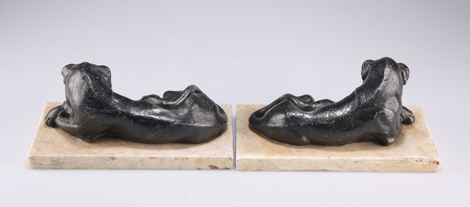 A PAIR OF 19TH CENTURY LEAD MODELS OF LIONS - Image 2 of 2