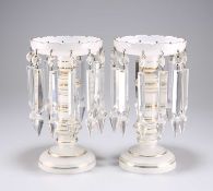 A PAIR OF 19TH CENTURY OPAQUE GLASS TABLES LUSTRES