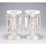 A PAIR OF 19TH CENTURY OPAQUE GLASS TABLES LUSTRES