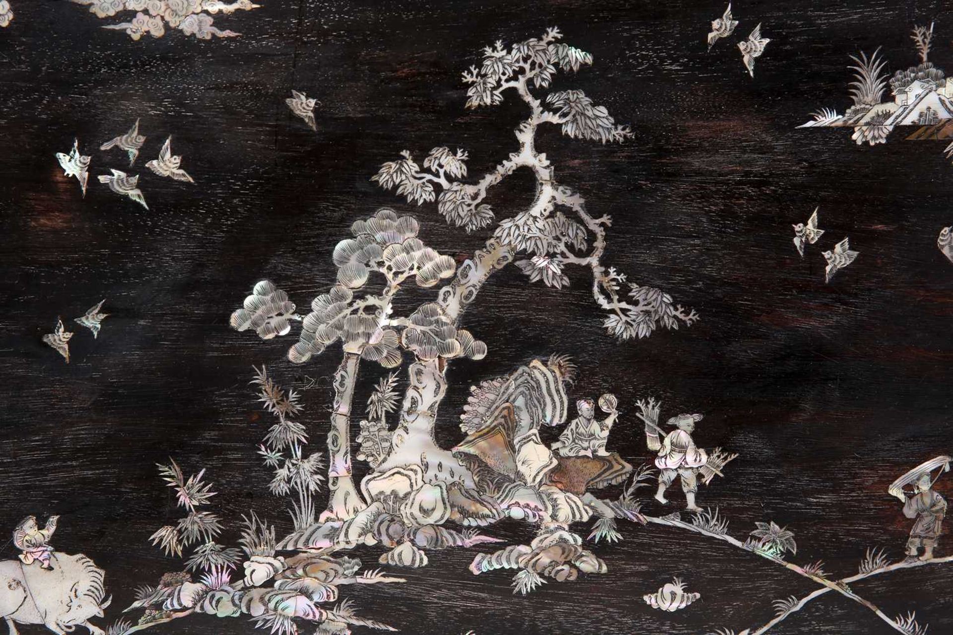 A 19TH CENTURY CHINESE MOTHER-OF-PEARL INLAID PANEL - Image 2 of 2