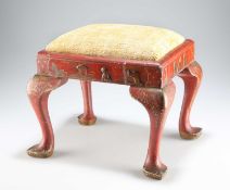 A CHINOISERIE RED LACQUER STOOL