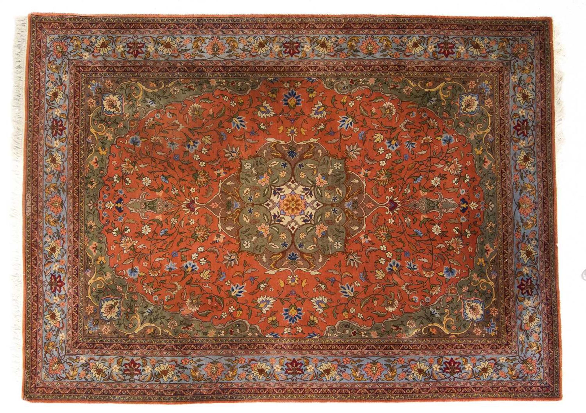 AN INDIAN SILK LARGE CARPET