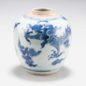 A CHINESE BLUE AND WHITE DRAGON JAR