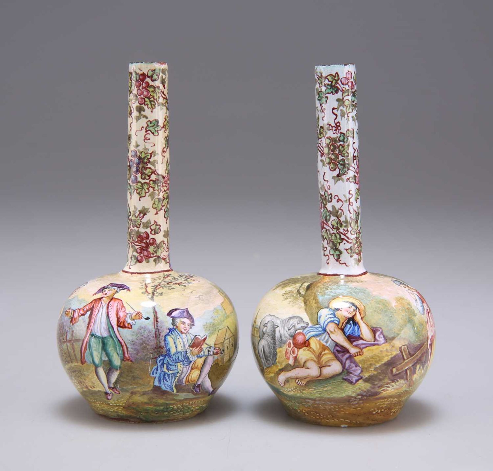 A SMALL PAIR OF VIENNESE ENAMEL VASES, CIRCA 1875