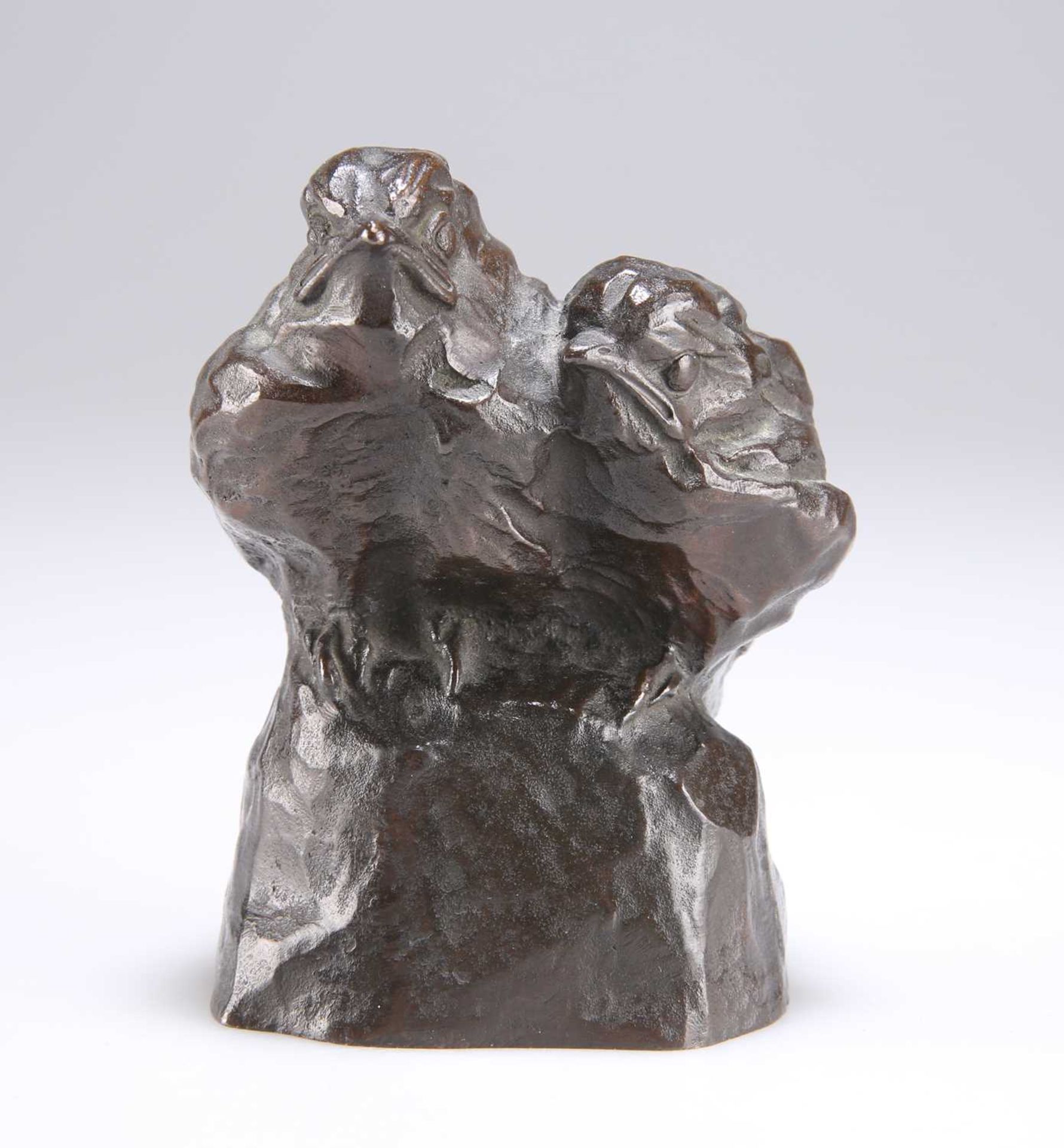 FIRST HALF OF THE 20TH CENTURY, A CAST BRONZE GROUP OF A PAIR OF FLEDGING BIRD CHICKS - Image 2 of 14