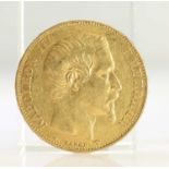 1855 FRENCH GOLD COIN, 20 FRANCS - NAPOLEON III BARE HEAD