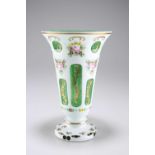 A BOHEMIAN EMERALD GREEN OVERLAY GLASS VASE, LATE 19TH CENTURY