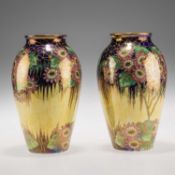 A PAIR OF MALING 'DAISY' PATTERN LUSTRE VASES, CIRCA 1930S