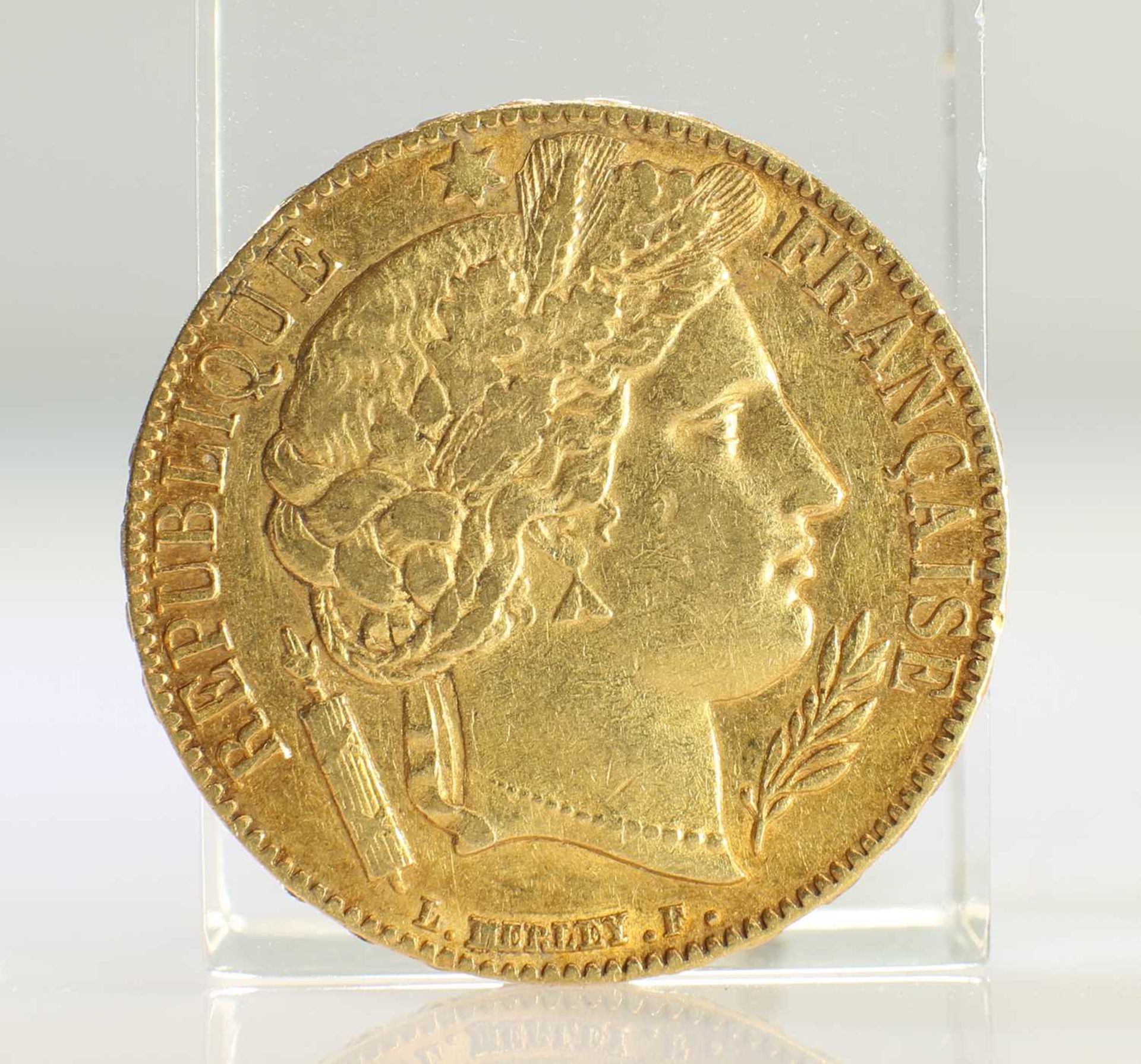 1851 FRENCH GOLD COIN, 20 FRANCS - CERES