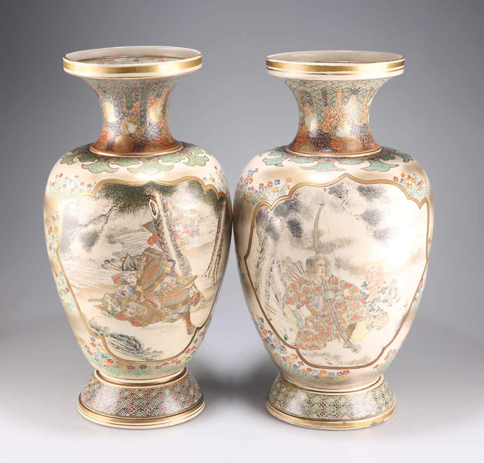 A LARGE PAIR OF JAPANESE SATSUMA VASES, FROM THE KINKOZAN WORKSHOP, MEIJI PERIOD - Image 2 of 12