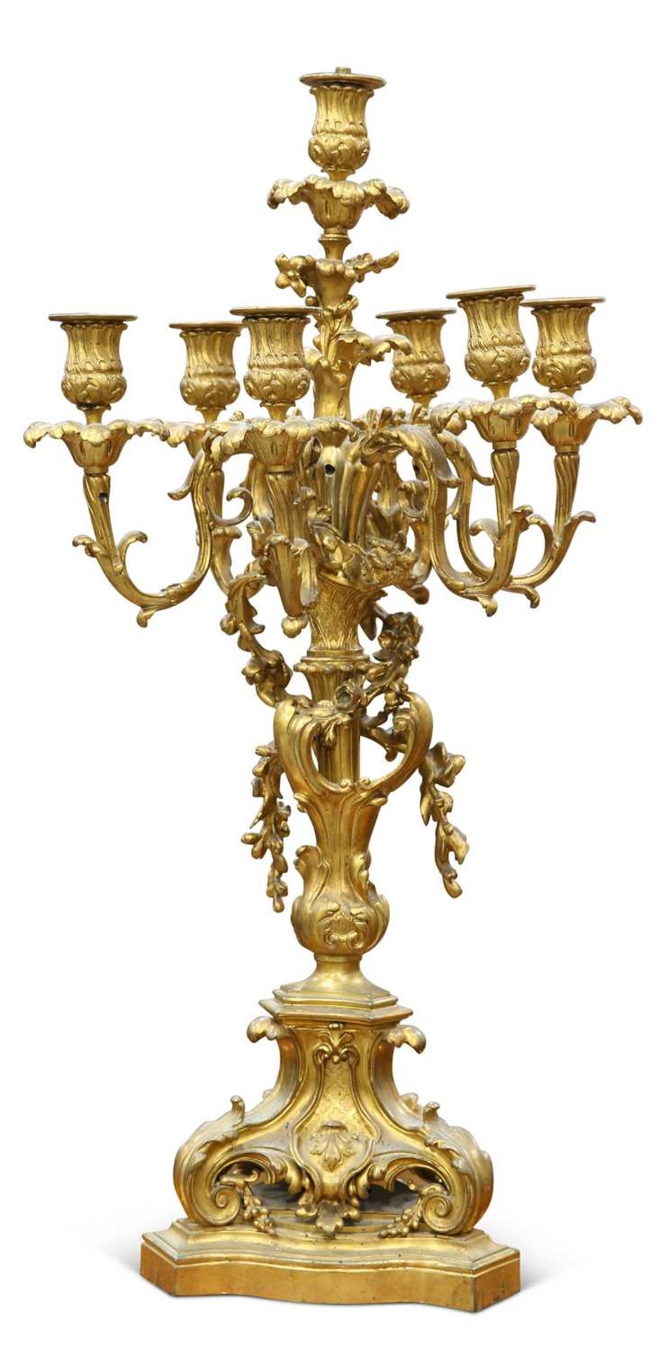 A FRENCH ORMOLU SEVEN-LIGHT CANDELABRA, 19TH CENTURY