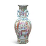 A CANTONESE LARGE FAMILLE ROSE VASE, EARLY 19TH CENTURY