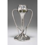 ARCHIBALD KNOX (1864-1933) FOR LIBERTY & CO, A RARE TUDRIC PEWTER AND CONNEMARA MARBLE TULIP VASE