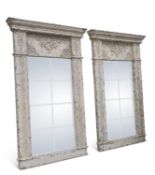 A LARGE PAIR OF GUSTAVIAN STYLE PAINTED MIRRORS