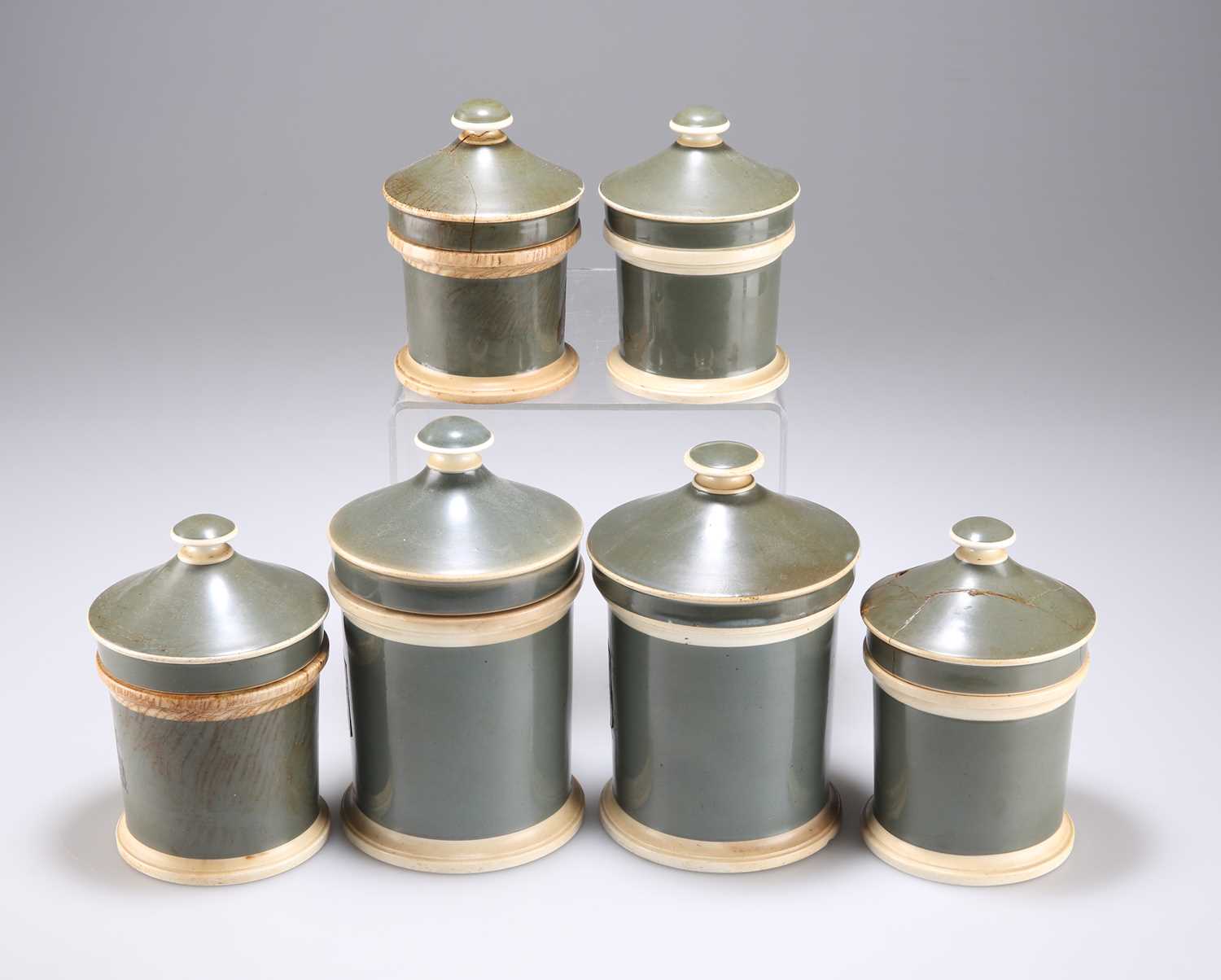 A GROUP OF SIX LATE 19TH/EARLY 20TH CENTURY CERAMIC CHEMISTS JARS - Image 2 of 2