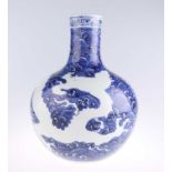 A CHINESE LARGE BLUE AND WHITE 'DRAGON' VASE