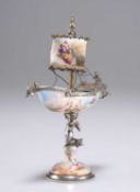 A VIENNESE SILVER AND ENAMEL MINIATURE NEF, BY LUDWIG POLITZER, VIENNA, LATE 19TH CENTURY