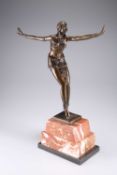 AN ART DECO STYLE BRONZE AND MARBLE FIGURE, THE 'PHOENICIAN DANCER'