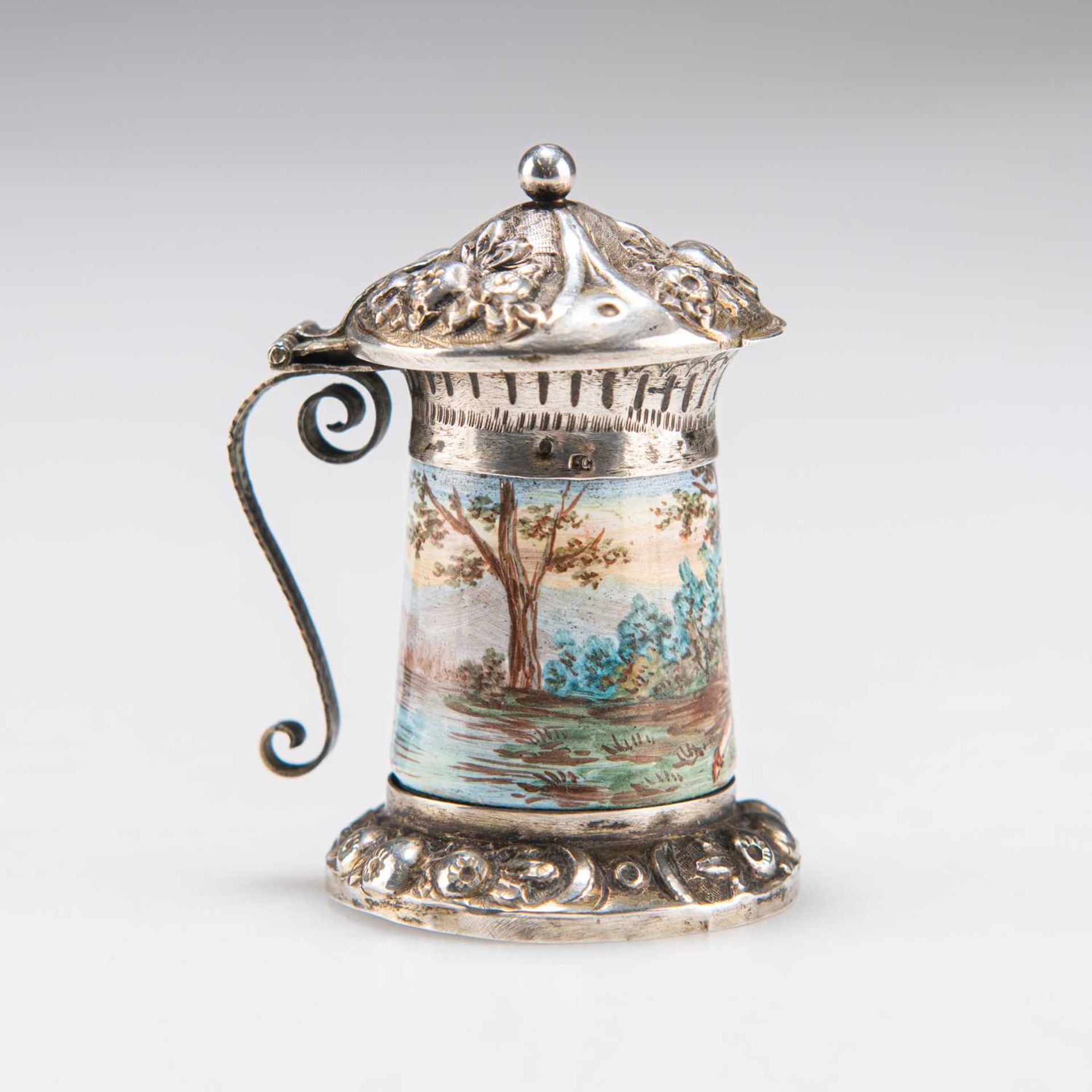 A VIENNESE SILVER AND ENAMEL MINIATURE TANKARD, LATE 19TH CENTURY - Image 2 of 2