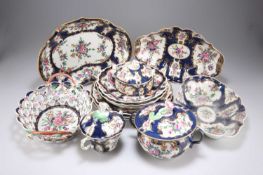 A COLLECTION OF WORCESTER BLUE-SCALE GROUND PORCELAIN, CIRCA 1770