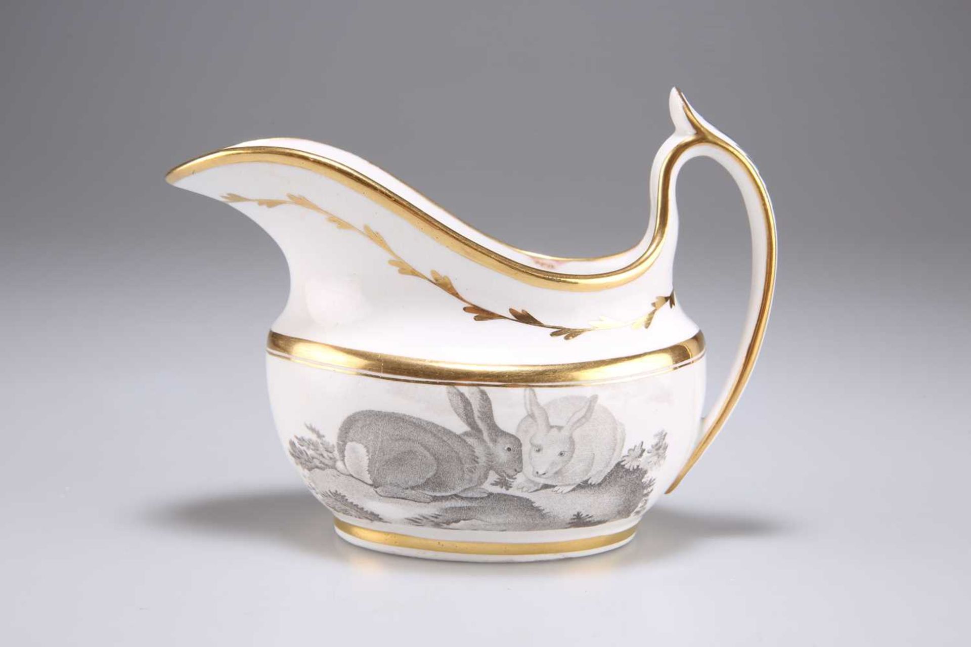 A SPODE PORCELAIN BAT PRINTED CREAM JUG, CIRCA 1810-15