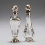 TWO 19TH CENTURY DUTCH SILVER-MOUNTED SCENT BOTTLES