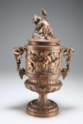 A LATE 19TH CENTURY FRENCH BRONZE URN, IN THE MANNER OF CLODION