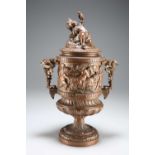 A LATE 19TH CENTURY FRENCH BRONZE URN, IN THE MANNER OF CLODION