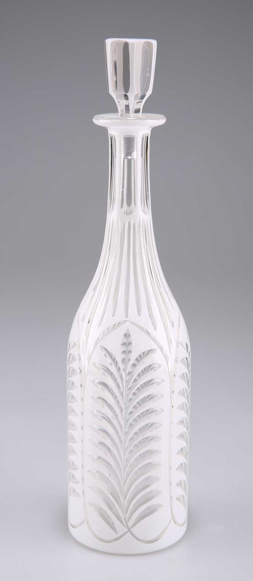 A 19TH CENTURY BOHEMIAN OVERLAY GLASS DECANTER