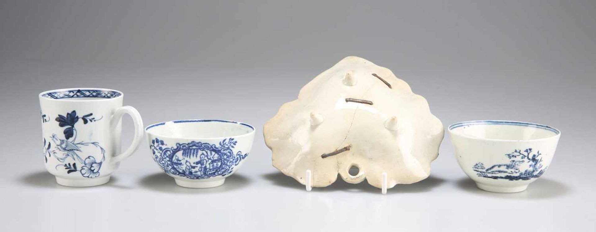 FOUR PIECES OF LIVERPOOL BLUE AND WHITE PORCELAIN - Image 2 of 2