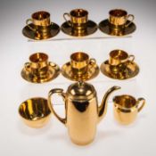 A JAPANESE NORITAKE PORCELAIN GILT COFFEE SET FOR SIX PERSONS