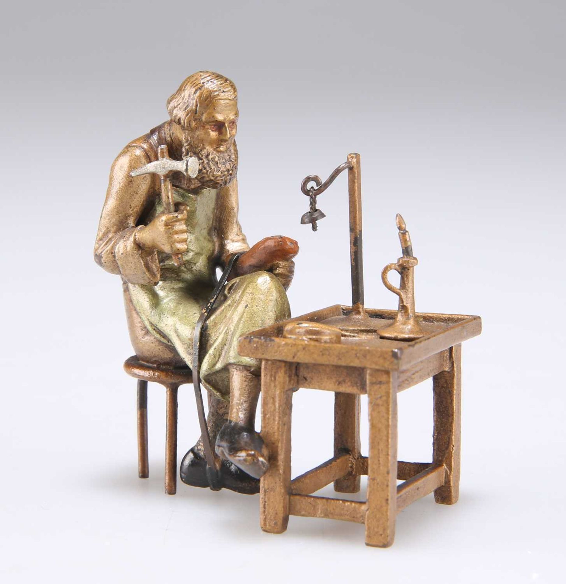 AFTER FRANZ BERGMAN (AUSTRIAN 1861 -1936), AN AUSTRIAN COLD PAINTED BRONZE FIGURE OF A COBBLER