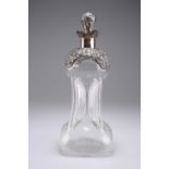 A VICTORIAN SILVER-MOUNTED GLUG-GLUG DECANTER