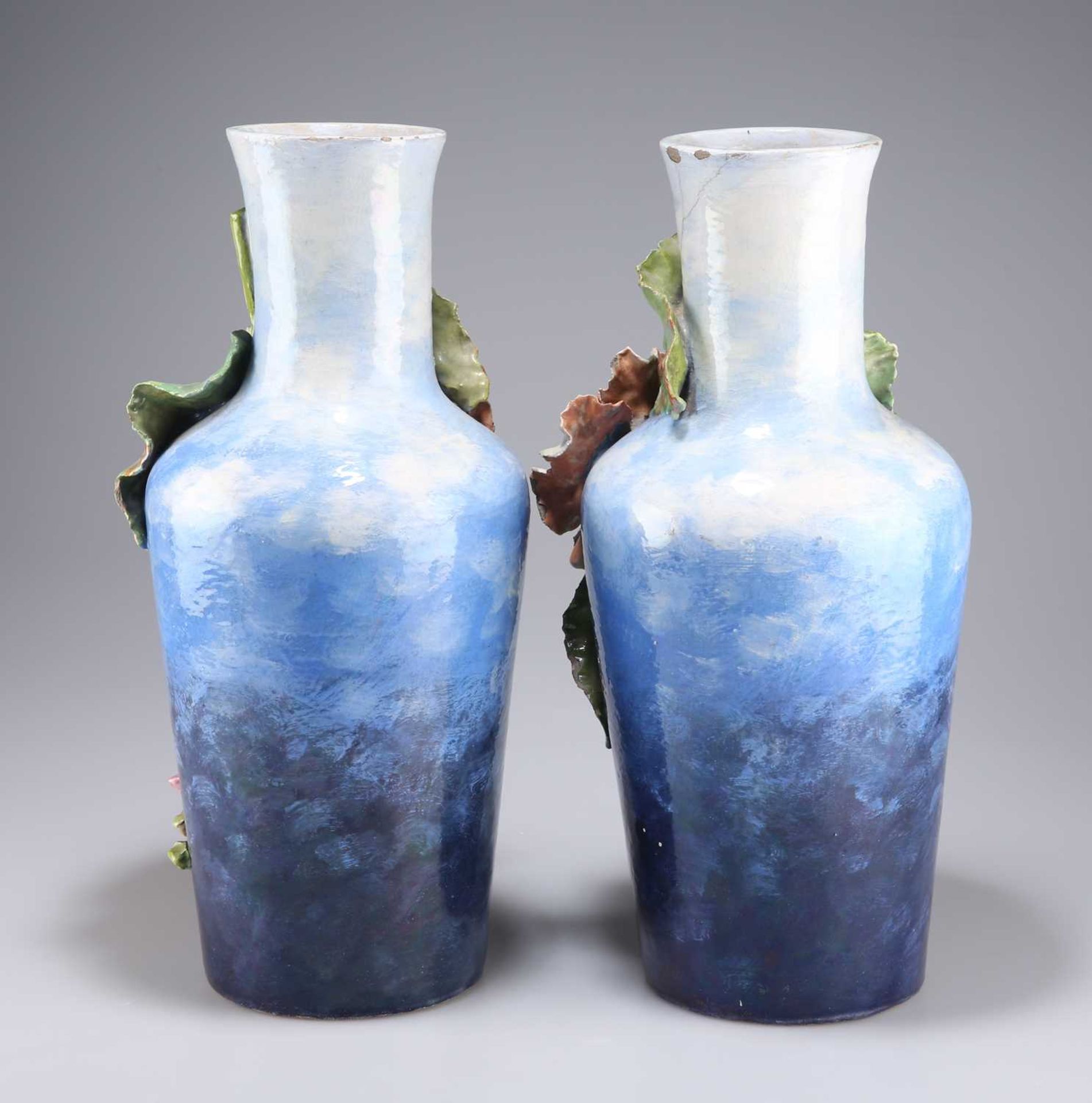 A LARGE PAIR OF CONTINENTAL POTTERY VASES, LATE 19TH CENTURY - Image 2 of 2
