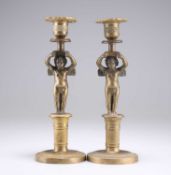 A PAIR OF 19TH CENTURY FRENCH ORMOLU CANDLESTICKS