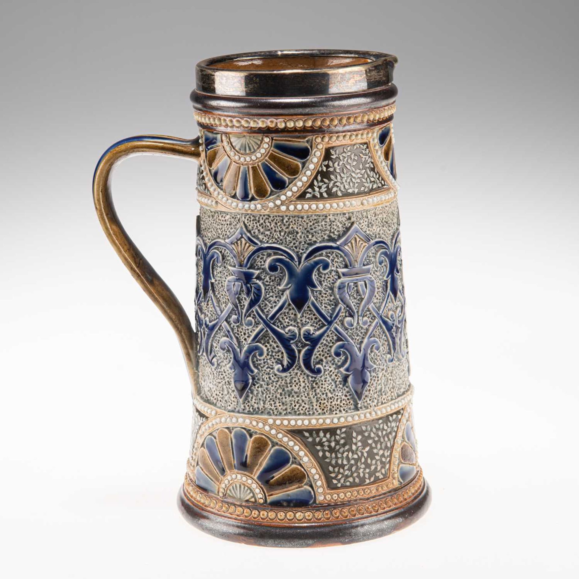 GEORGE HUGO TABOR AND HARRIET E. HIBBUT FOR DOULTON LAMBETH, A LATE 19TH CENTURY STONEWARE JUG